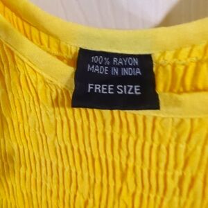 Embroidered Maxi SUN Dress Free Size Made In India 100% Rayon Beautiful Yellow